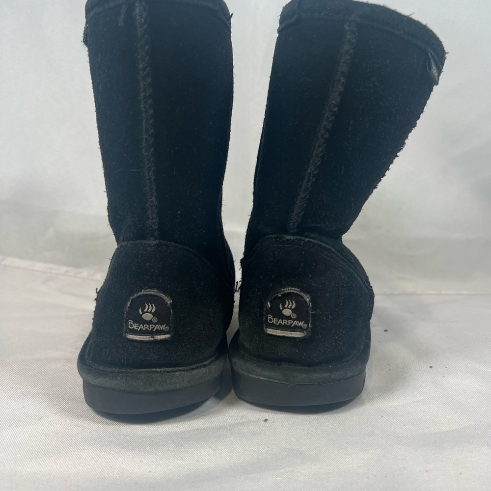 Bearpaw Emma Black Youth Suede Boots Size 4 - Picture 5 of 8